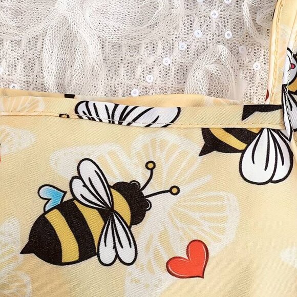 Toddler Girl Bees Outfit: Bee Sleeveless Dress & Long Sleeve Jacket - Picture 5 of 6